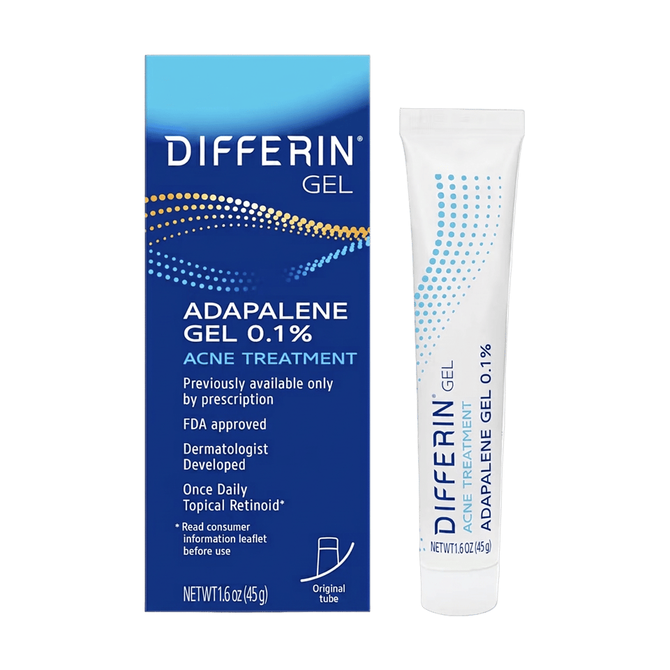 Differin Adapalene Gel 0.1% carton and tube