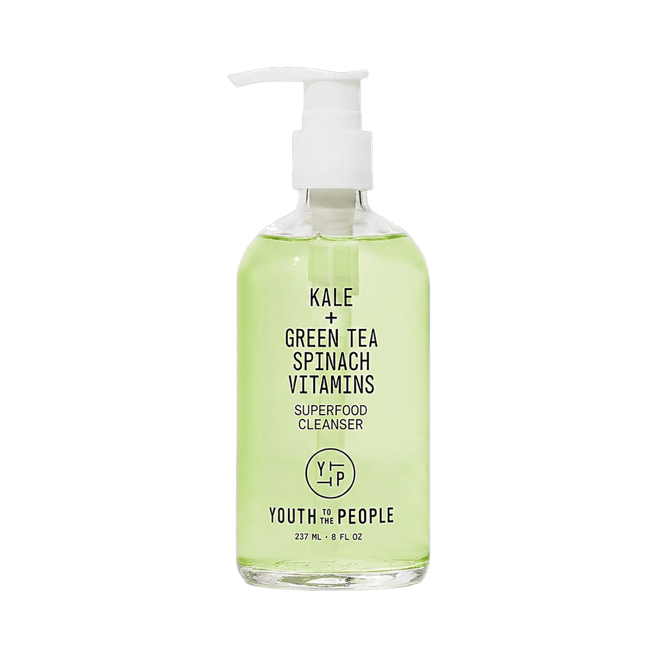 Youth To The People Superfood Cleanser green glass pump bottle