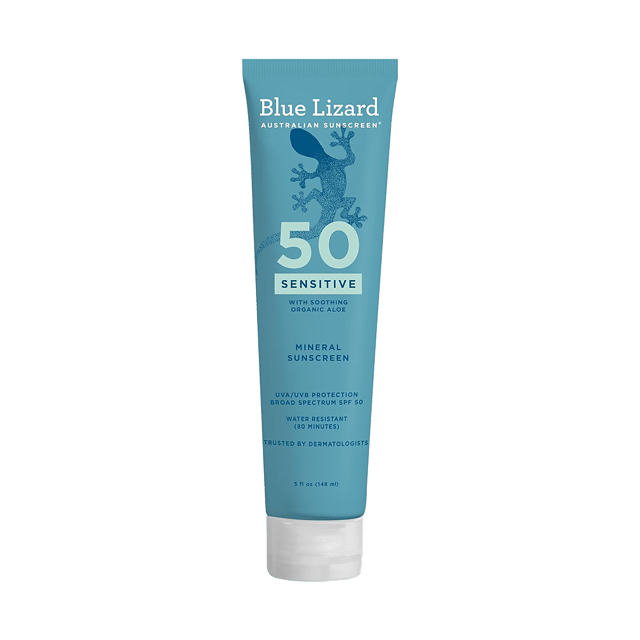 Blue Lizard Sensitive Mineral Sunscreen SPF 50+ product packaging