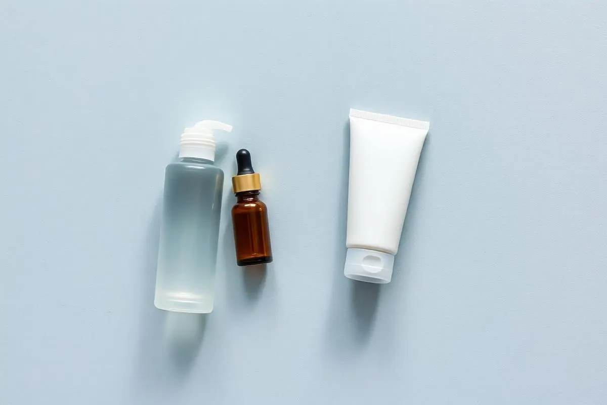 Gel cleanser, niacinamide serum and matte sunscreen with blotting papers for an oily skin routine